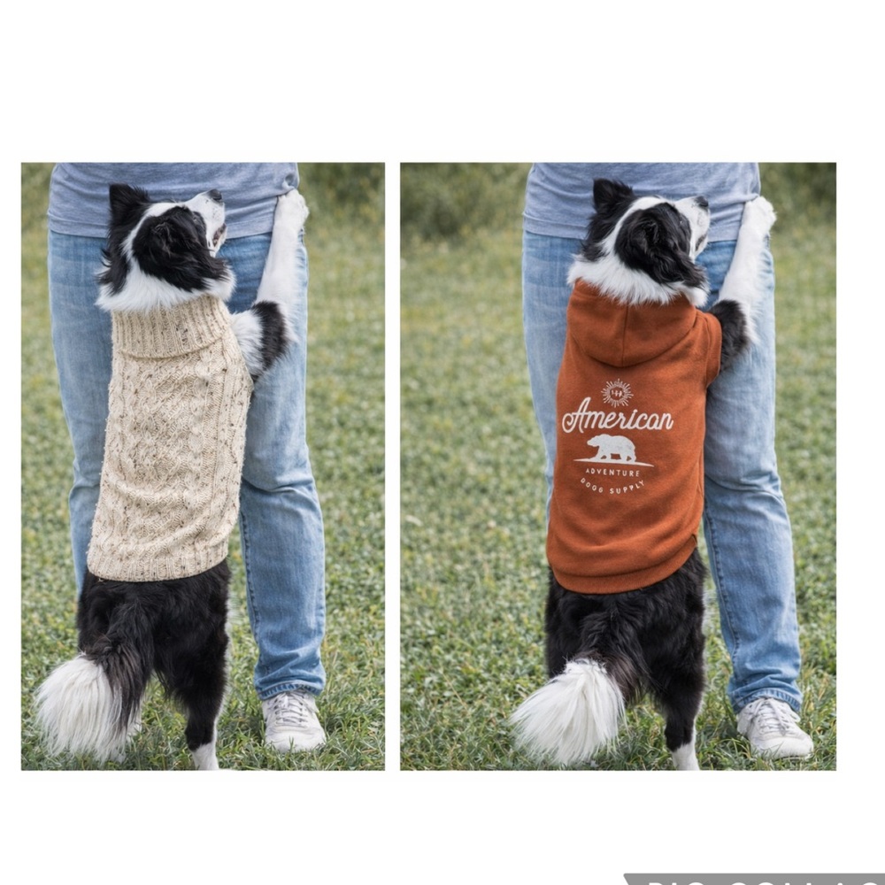 Medium Dog Winter Clothes Bundle | Cable Knit Sweater + Adventure Hoodie